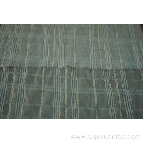 Polyester Chiffon Crinkle Gold Lurex Stripe Dobby Fabric